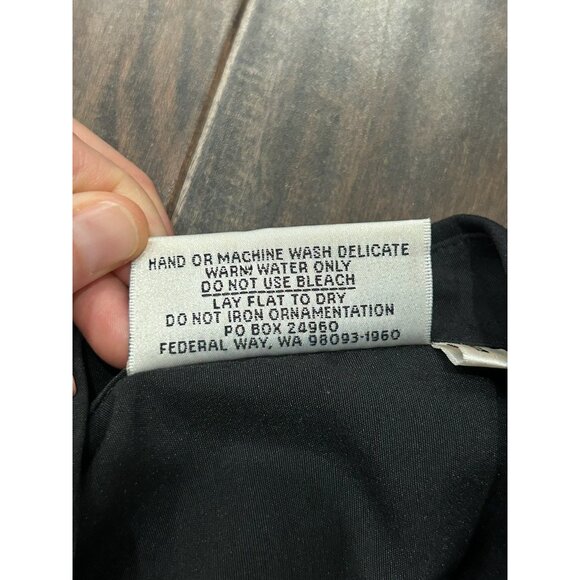 Vintage Christine Alexander Small Black Button-Up Shirt Watch Chain Embroidered - Picture 9 of 10